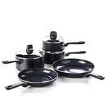 GreenPan Memphis 5-Piece Cookware Set, 100% ToxinFree, Healthy Ceramic Nonstick Metal Utensil/Induction/Dishwasher/OvenSafe, Black