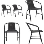 Chaises de jardin 2 pcs Plastique Rotin et acier 110 kg - chaise de jardin - chaises de jardin - Home & Living - Noir