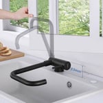 Robinet de Cuisine Rabattable en Inox Mitigeur Evier Cuisine Noir avec Barboteur démontable, Pour Évier contre Fenêtre