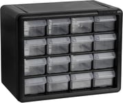 Akro-Mils 10116 16-Drawer Plastic Drawer Storage Cabinet for Garage Organization, Lego Storage, Teacher Toolbox, Makeup Organizer, and More, 10-1/2-Inch W x 6-3/8-Inch D x 8-1/2-Inch H, Black