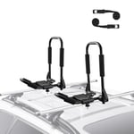 VEVOR Porte-Kayak pour Toit 1 Paire, Galerie de Toit à Pliage Rapide, Barres de Toit Souples en J, pour Planche de Surf, Canoë, Sup, Planche de Ski, Montage sur Voiture, SUV, Camion, 1 Kayak, Voyage