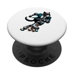 Skating Cats Smoking Derby Patineuse pour filles PopSockets PopGrip Adhésif