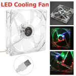 Transparent LED Light USB CPU Cooling Fan Cooler 5V 28CFM 120mm for Computer PC