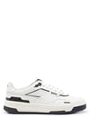 BOSS Mens Baltimore Tenn Basketball-Style Trainers with Leather and Decorative Reflective mesh Size 8 White