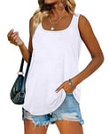 iChunhua Ladies Vests Summer Plain Sleeveless Long Going Out Tank Tops T Shirt White Medium