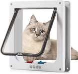 Sailnovo Cat Flap 4 Way Magnetic Closure for Cats, Large Dogs 24.5 x 28.5 x 5.5 cm Dog/Cat Door/Pet Flap, Easy to Install with Telescopic Frame, white