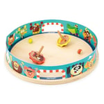 Janod - Toupies Arena Applepop - Jeu d'Adresse pour Enfants - 1 Arène + 2 Toupies avec Lanceurs + 2 Billes en Verre - Développe la Dextérité - Jouet en Bois FSC - Dès 4 Ans,J03355