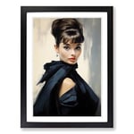 Audrey Hepburn Classicism No.2 Framed Wall Art Print, Ready to Hang Picture for Living Room Bedroom Home Office, Black A2 (48 x 66 cm)