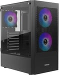 PC Gamer Boitier, Boîtiers Gaming ATX Moyen Tour Vide, Airflow Mesh Case, 3 Ventilateurs ARGB de 120 mm Intégrés, Verre Trempé Latéral, Noir.[V1220]