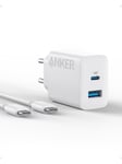 Anker Charger (20W 2-Port) with USB-C Cable - White