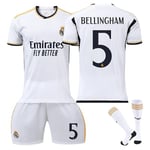 23-24 Bellingham 5 Real Madrid tröja ny säsong senaste fotbollströjor för vuxna för b Child 28 (150-160 cm)