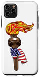 Coque pour iPhone 11 Pro Max Drapeau américain et torche 4 juillet patriotique américain