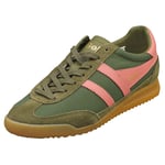 Gola Tornado Womens Green Coral Pink Fashion Trainers - 3 UK