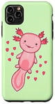 iPhone 11 Pro Max Green Mint Baby Axolotl Love Hearts - Cute Kawaii Axolotl Case