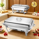 Jacgood Chafing Dishes for Buffet, 9L Roll Edge Designed Chafing Dish Buffet Set Food Warmers for Parties, Birthday, Holiday Parties, Church Events (2 Pack)