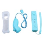 Set Nunchuck Wiimote Telecommande Bleu Pour Wii Console