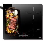 Hobsir hob Plug in Induction Hob 4 Zones Plug in Electric Hob 60cm with Flexible Zone for Griddle Plate, Bulit-in, 2800W, Slider Touch, Timer, Child-safety Lock, Pause Function,13 Amp