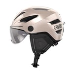 ABUS Casque de ville Pedelec 2.0 ACE - Casque de vélo avec feu arrière, visière, bonnet de pluie, protection des oreilles - pour hommes et femmes - Or, taille M