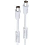 Câble antenne TV mâle femelle,câble coaxial antenne TV,câble antenne TV avec filtre,câble TV,décodeur,HDTV,DVB-T2,DVB-C,DVB-S,TV et radio,75 Ohm,blanc,2,5 mètres(Q1236)