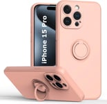 Coque Silicone Pour iPhone 15 Pro Couleur Rose Avec Anneau Support Little Boutik