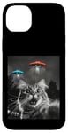 Coque pour iPhone 14 Plus Maine Coon Cat Selfie avec Alien OVNI Homme, Femme, Enfant