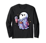 Ghost Drinking Bubble Tea Japanese Kimono Long Sleeve T-Shirt