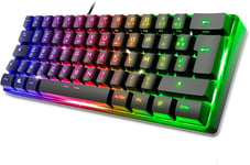 Pro K2, Clavier Gamer Filaire Semi-Mecanique, Format Compact TKL 60%, 62 Touches Dont 24 Anti-Ghosting, Rétro-éclairage RGB Arc-en-Ciel, Hauteur réglable, Noir