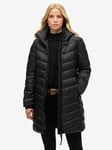 Superdry Fuji Mid Padded Coat - Black, Black, Size 8, Women