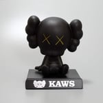 Cartoon KAWS Car Dashboard Bobblehead Doll Car Accessories, Anime Hero Bobblehead Mobile Phone Holder Car Decorations (Black)