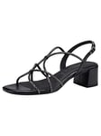 Tamaris Women Strappy Sandals, Ladies Sandals,TOUCHit-Footbed,Summer Shoes,Straps,Elegant,Feminine,Light Heel,Black Metallic,40 EU