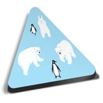 Triangle MDF Magnets - Blue Polar Bear Penguin Winter Ice #44385