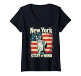 Womens New York State of Mind Statue of Liberty Nyc New York City V-Neck T-Shirt