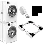 NIUXX Universel Kit de Superposition pour 46-66cm Lave-linge et Sèche-linge, Kit D’empilage pour Machine à Laver, Cadre Intermédiaire pour Laver, Sèche-Linge Kit Intermédiaire avec Sangles à Cliquet