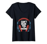 Womens DJ Headphones Sound Engineer Mixing Studio Music Lover V-Neck T-Shirt