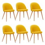 Lot de 6 Chaises Scandinaves Tissu "Morro" 78cm Jaune