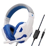 Langallinen PS4/PS5/Xbox/Älypuhelin/PC Kuulokkeet Pelikuulokkeet 120° Säädettävä Gamer Headset valkoinen