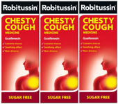 3 X Robitussin Chesty Cough Sugar Free Medicine 100ml