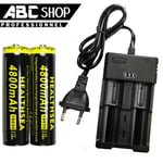 2 PILE ACCU BATTERIE RECHARGEABLE 18650 3.7V 4800mAh Li-ion + CHARGEUR DOUBLE " CHARGE RAPIDE "