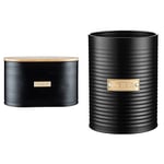 Typhoon Otto Bread Bin with Bamboo Lid, 10 Litre, Matte Black and Gold & Living Otto Utensil Storage Pot, 15 x 11 cm, Matte Black/Gold