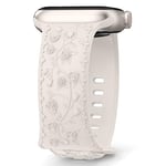 Bestsellerband bracelet Floral gravé compatible avec Bracelet Apple Watch 40mm 44mm 41mm 38mm 45mm 42mm 49mm Femme, silicone souple Band sport pour Bracelet iWatch série 9 8 7 6 SE 5 4 3 2 1 Ultra