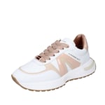 Chaussures Femme ALEXANDER SMITH 37 Ue Baskets Blanc Cuir Rose EX940-37