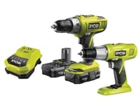 Ryobi One+ Twin Pack 18 Volt 2 x 1.3 Ah Li-Ion Combi Hammer Drill & Drill Driver