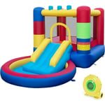 Goplus - Château Gonflable avec Souffleur 450W, Structure Gonflable avec Trampoline et Piscinavec& Boules Océaniques, Cadeau pour 2 Enfants de 3 à 10