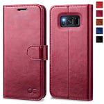 OCASE Samsung Galaxy S8 Case, Premium Leather Flip Wallet Case with [Card Slots] [Kickstand Feature] [Magnetic Closure] For Samsung Galaxy S8 Devices (5.8 inch) - Burgundy