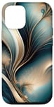 Coque pour iPhone 12/12 Pro Golden Breeze – Motif abstrait bleu sarcelle et doré