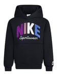 Nike Kids Unisex Powder Play Overhead Hoodie - Black, Black, Size 5-6 Years