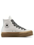 Converse Womens Lift Platform Suede Hi Trainers - Off White, White, Size 8, Women