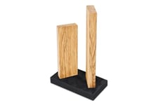 KAI Petit Bloc à Couteaux magnétique Stonehenge en chêne avec Base en Granit - Bois Haut de Gamme - pour 4 Couteaux - Dimensions 18 x 10 x 28-30 cm