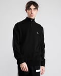 Lacoste Half Zip Logo Mens Sweatshirt - Black Cotton Jersey - Size X-Large