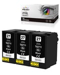 INK4U 27XL Cartouches d'encre Compatibles pour Epson 27 27XL Remplacement pour Epson Workforce WF-7620 WF-3620 WF-7720 WF-7710 WF-7610 WF-3640 WF-7715 WF-7110 WF-7210 (3 Noire)